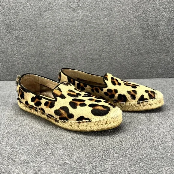 Andrea Barnes Espadrilles Flat Womens US 8.5 EU 39 Leather Leopard Print Shoes - Picture 2 of 12